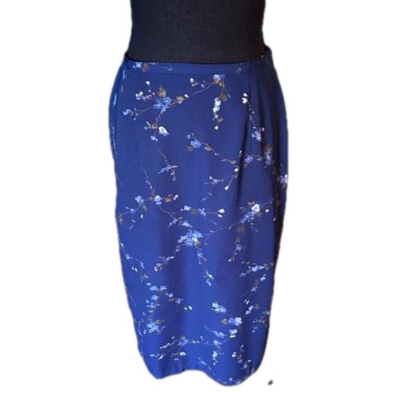Blue Floral Skirt Laura Scott Petite - Picture 1 of 8